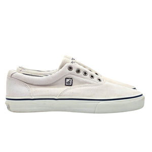 Preppy Sperry Top-Sider Sneakers Men 8.5 White Canvas Boat Casual